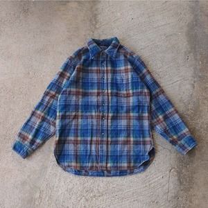 Vintage 1970's Pendleton 100% Pure Virgin Wool Flannel Hiking Camp Shirt Size L